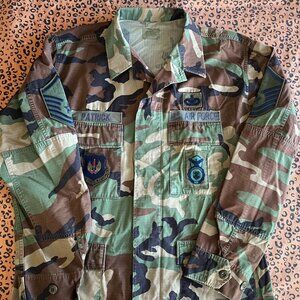 U.S Air Force Hot Weather Woodland Camo Combat Shirt Jacket with Patches